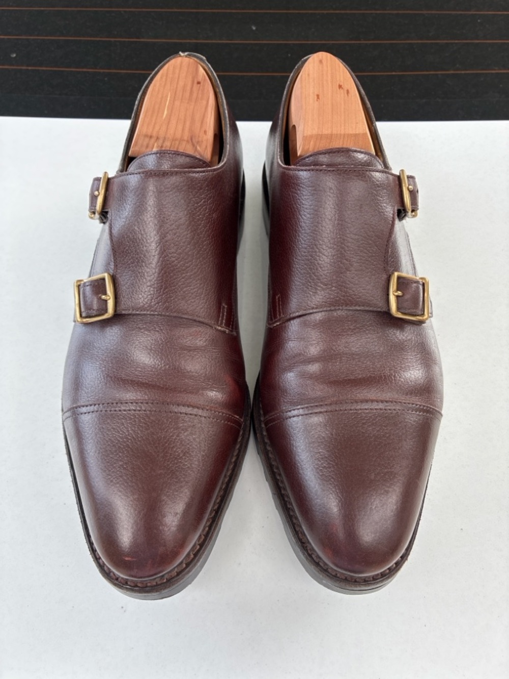 John Lobb William Brown Bison Double Monkstraps UK6.5E/US7.5
